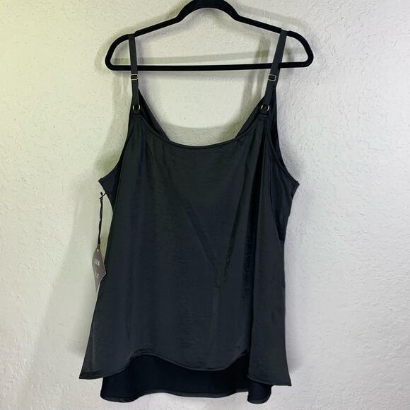 AVA & VIV Black Spaghetti‎ Strap Draped Camisole Tank Top Size 2X - NWT - Picture 5 of 10